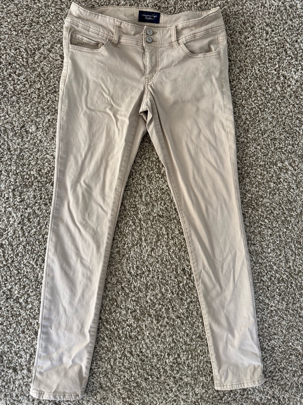 American Eagle Outfitters Low Rise Super Stretch Slim Fit Skinny Jeans- Beige